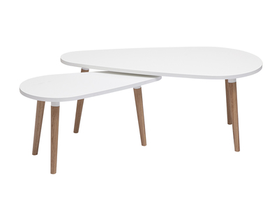 Tables gigognes scandinaves blanches et bois clair (lot de 2) ARTIK