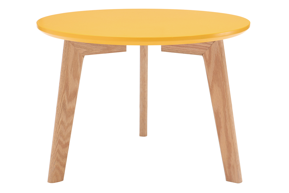 Tables gigognes scandinaves ch�ne et jaune (lot de 2) ARTIK
