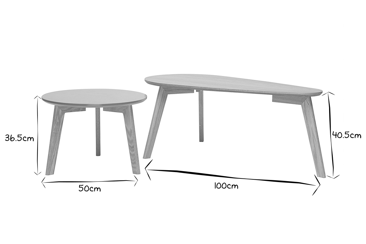 Tables gigognes scandinaves ch�ne et jaune (lot de 2) ARTIK