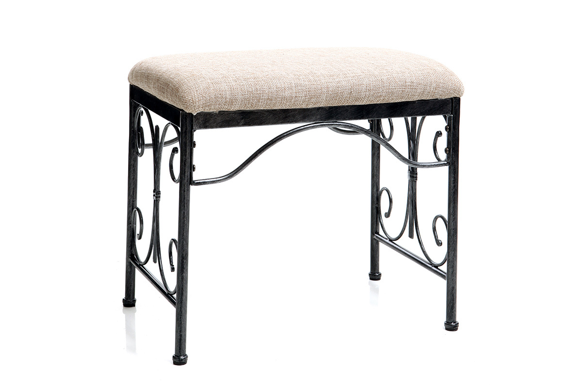 Tabouret baroque noir m�tal VICTORIA