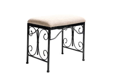 Tabouret baroque noir m&eacute;tal VICTORIA