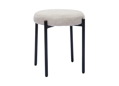 Tabouret bas empilable en tissu effet velours texturé beige et métal noir H41 cm KIKO
