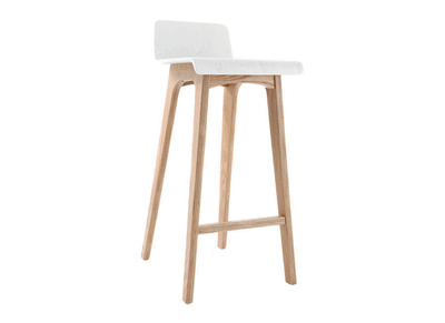 Tabouret / chaise de bar design bois naturel et blanc scandinave H75cm BALTIK