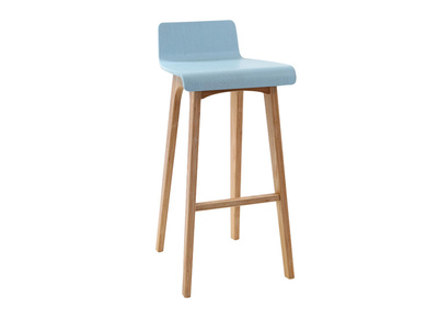 Tabouret / chaise de bar design bois teint&eacute; bleu scandinave H75cm BALTIK