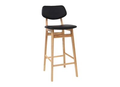 Tabouret / chaise de bar design noire et bois naturel 65 cm NORDECO