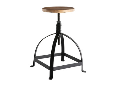Tabouret d'appoint m&eacute;tal et bois H65cm INDUSTRIA