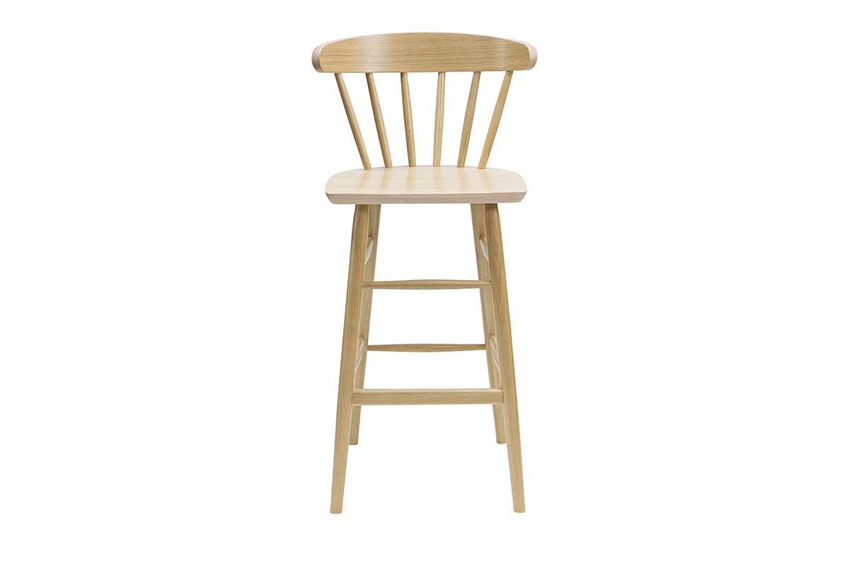 Tabouret de bar  barreaux bois chne H65 cm DARIA