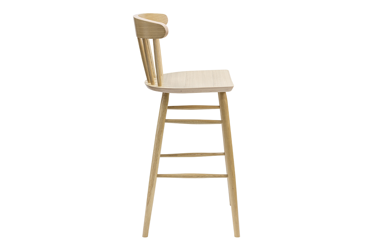 Tabouret de bar  barreaux bois chne H65 cm DARIA
