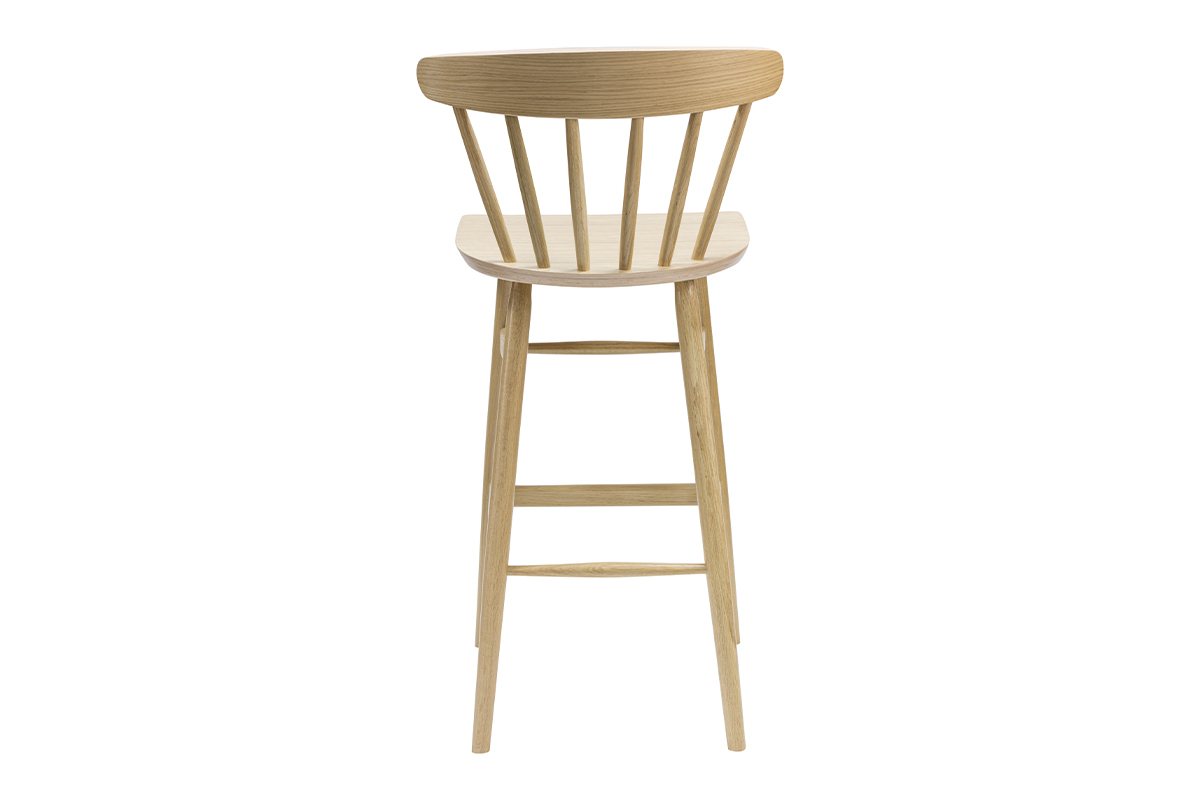 Tabouret de bar  barreaux bois chne H65 cm DARIA