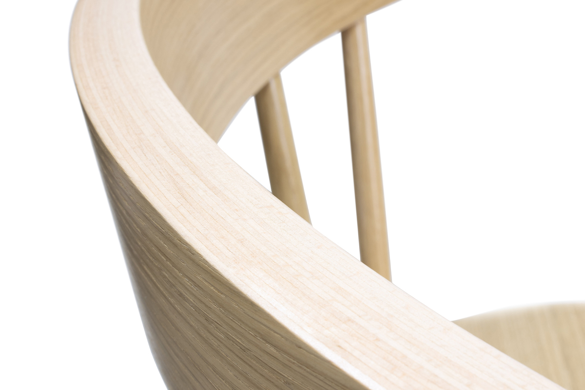 Tabouret de bar  barreaux bois chne H65 cm DARIA