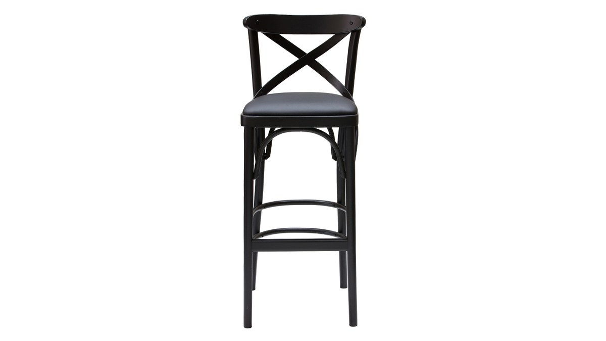 Tabouret de bar bistrot htre massif noir H75 MARCEL