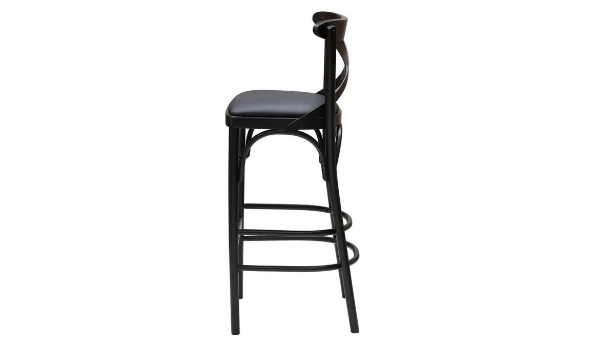 Tabouret de bar bistrot htre massif noir H75 MARCEL