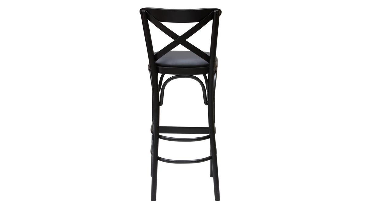 Tabouret de bar bistrot htre massif noir H75 MARCEL