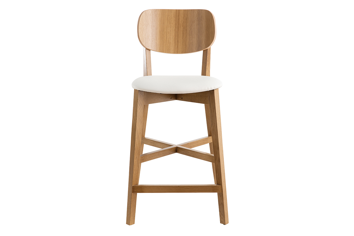 Tabouret de bar bois clair chne et blanc LUCIA