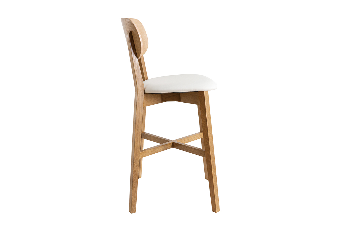 Tabouret de bar bois clair chne et blanc LUCIA