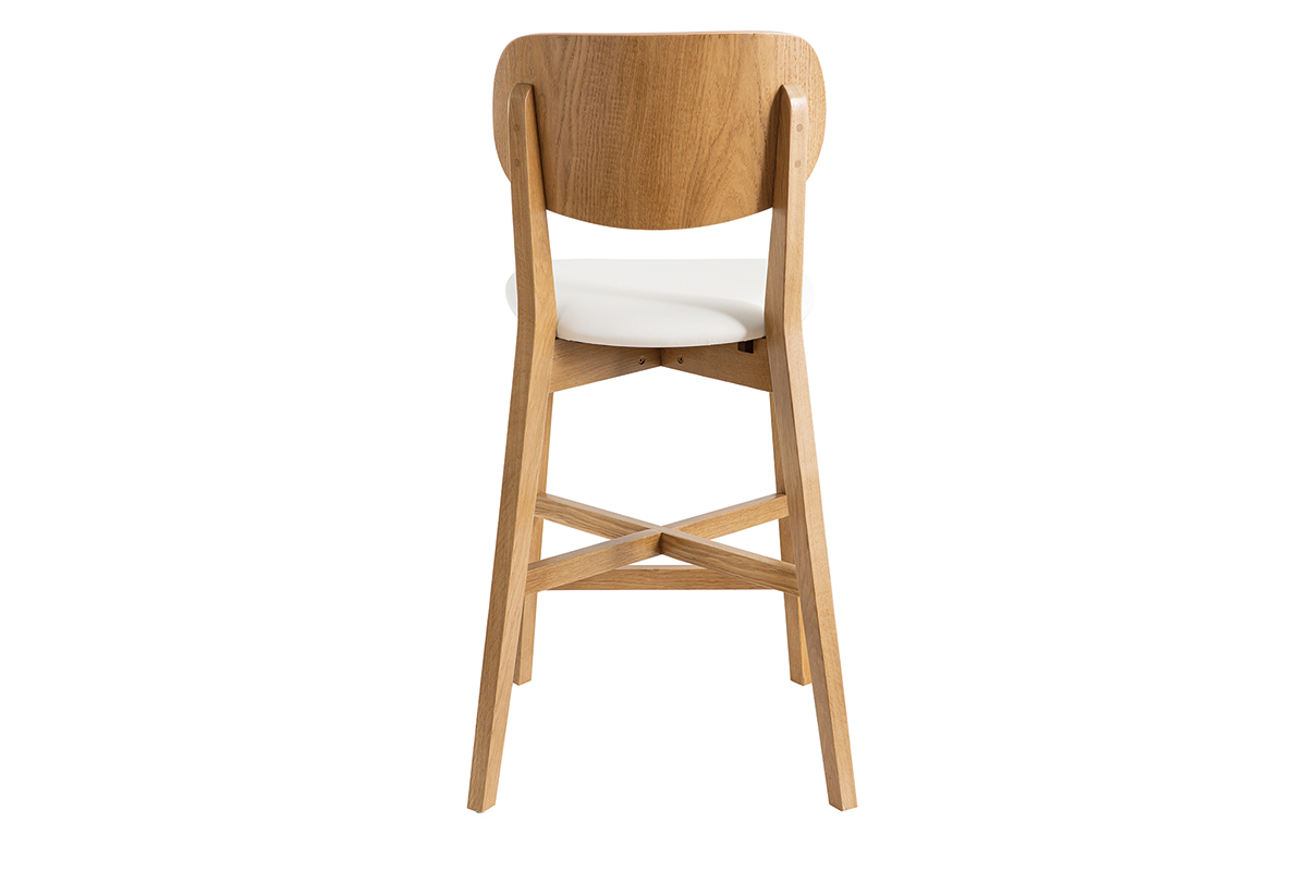 Tabouret de bar bois clair chne et blanc LUCIA