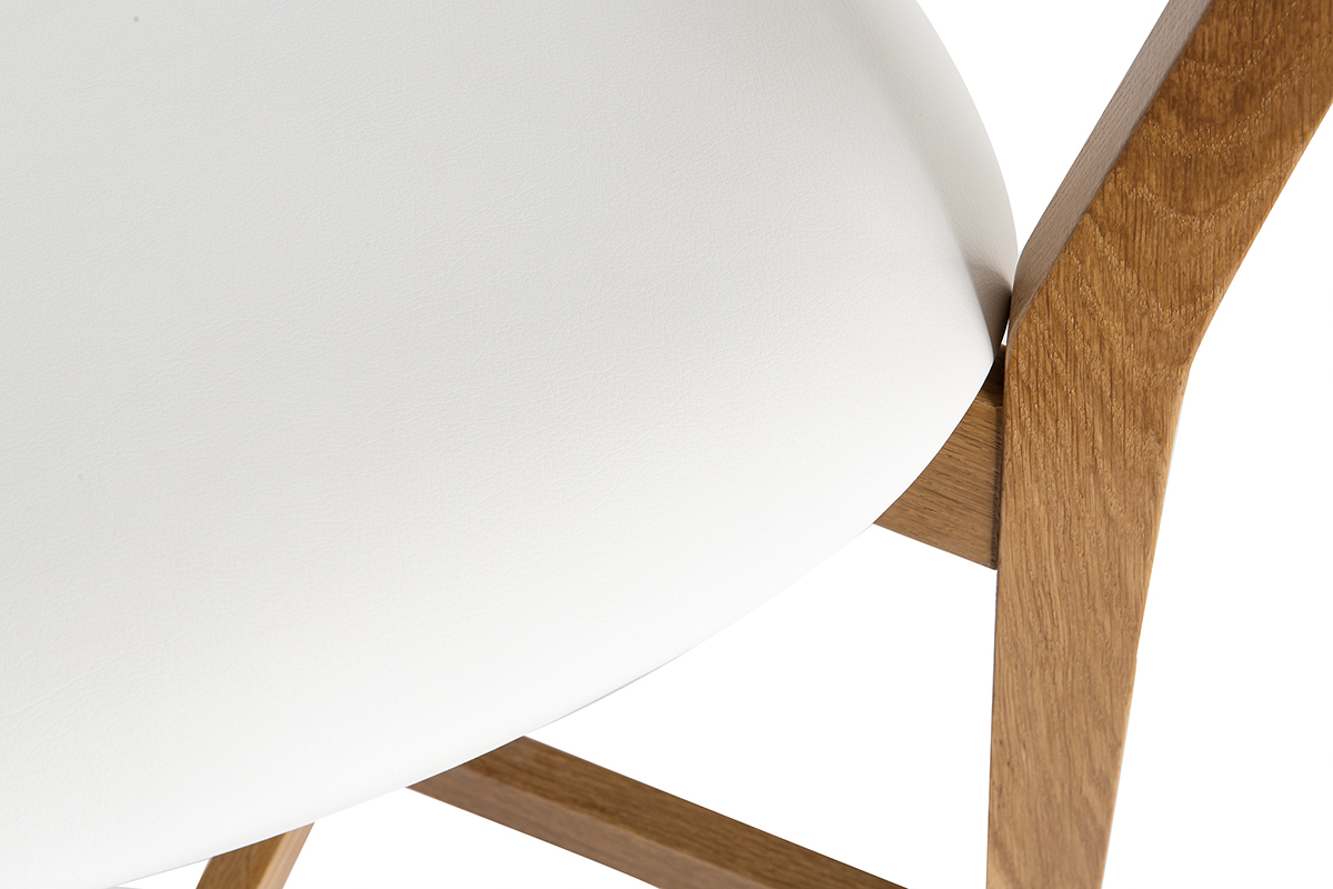 Tabouret de bar bois clair chne et blanc LUCIA