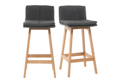 Tabouret de bar bois et gris fonc&eacute; 65cm lot de 2 JOAN
