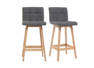 Tabouret de bar bois et gris fonc&eacute; 65cm lot de 2 KLARIS