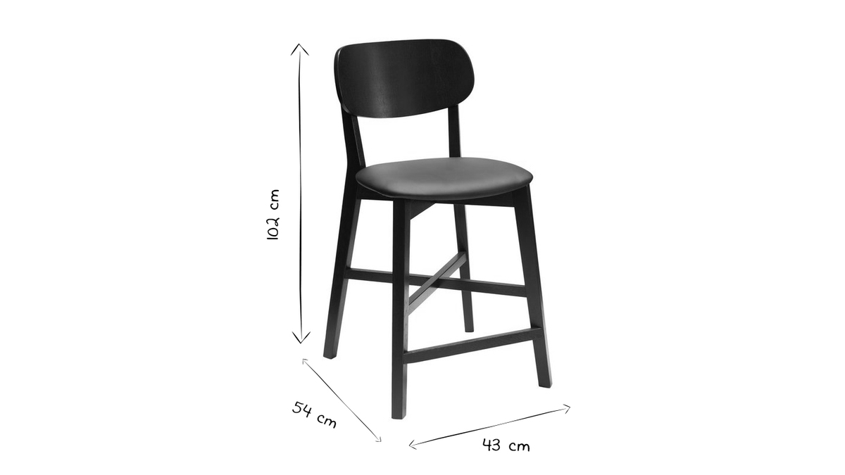 Tabouret de bar chne et assise gris chin H65 cm LUCIA