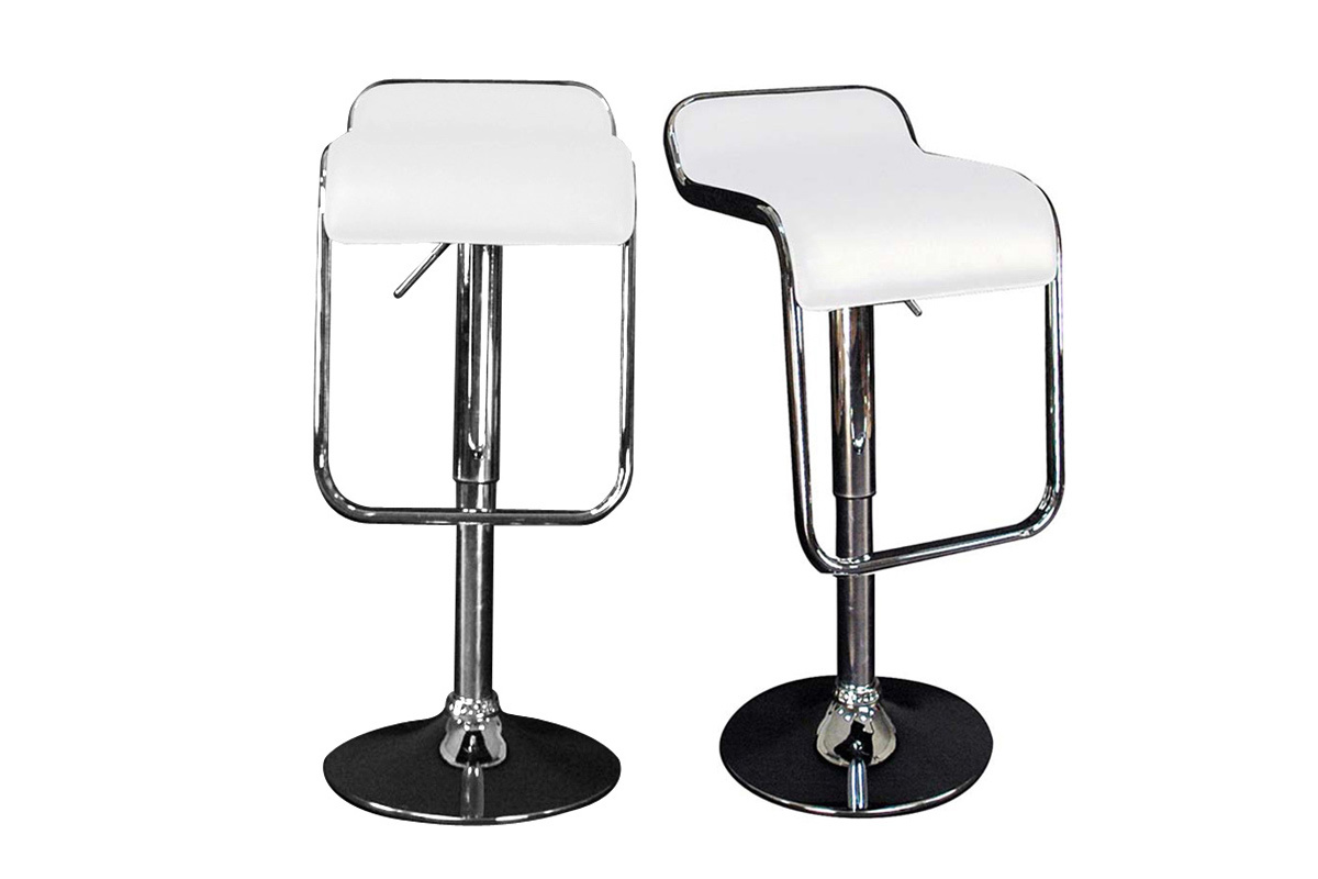 Tabouret de bar / cuisine blanc ANDROMEDE (lot de 2)