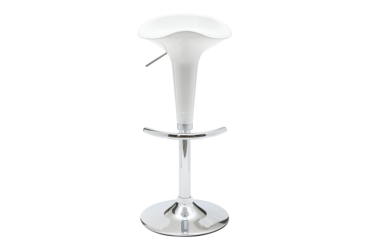 Tabouret de bar / cuisine blanc design GALAXY (lot de 2)