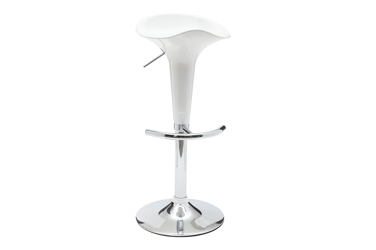 Tabouret de bar / cuisine blanc design GALAXY (lot de 2)