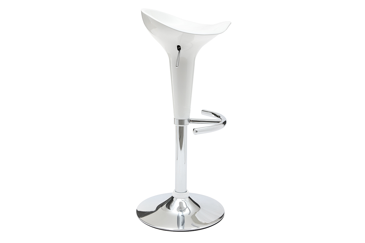 Tabouret de bar / cuisine blanc design GALAXY (lot de 2)