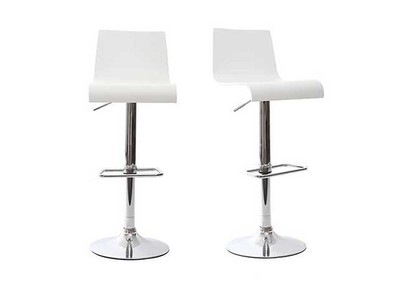 Tabouret de bar / cuisine blanc moderne NEWSURF (lot de 2)