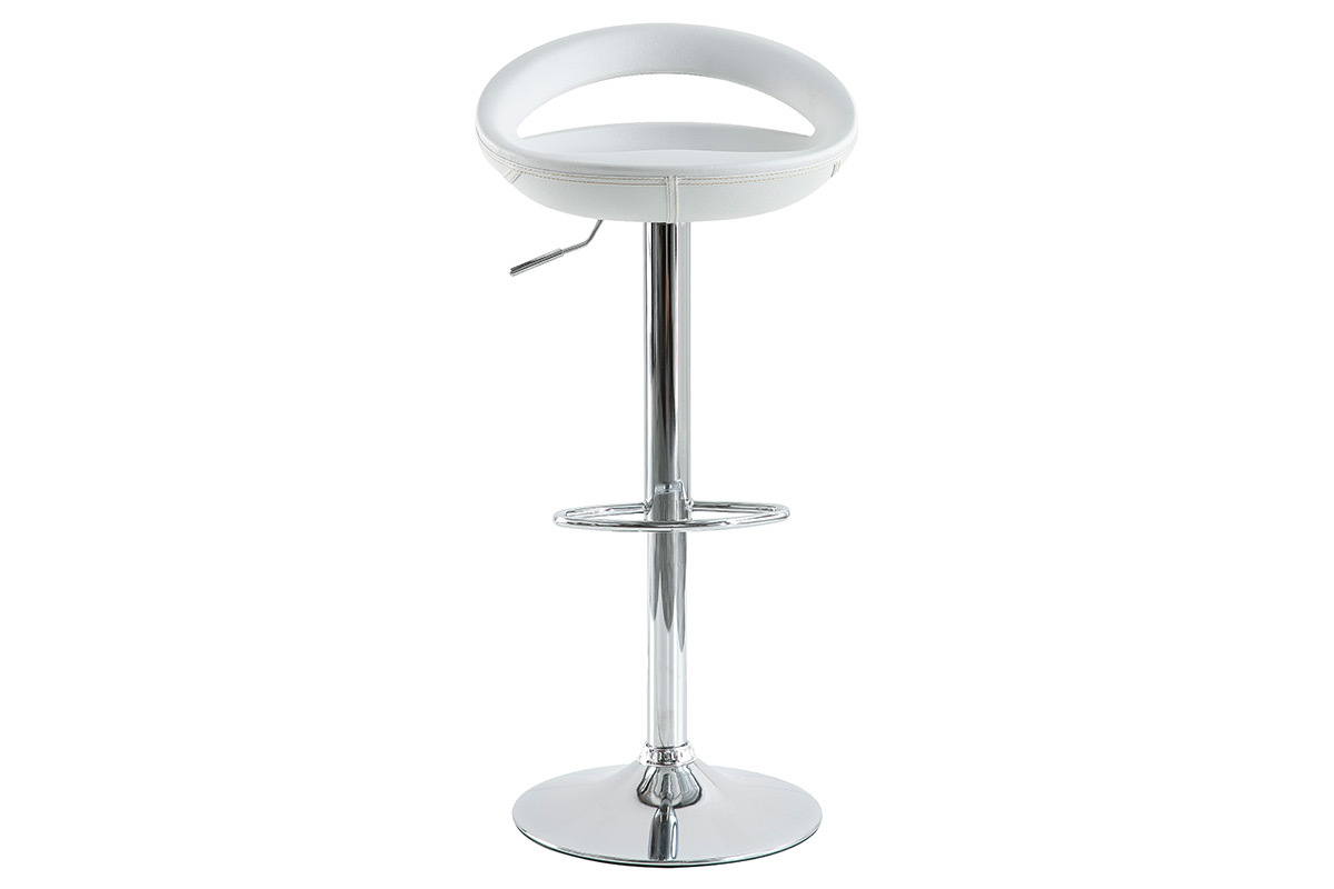 Tabouret de bar / cuisine blanc moderne PVC COMET (lot de 2)