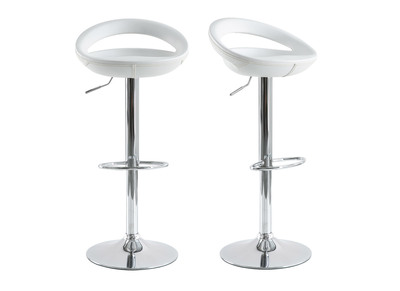 Tabouret de bar / cuisine blanc moderne PVC COMET (lot de 2)