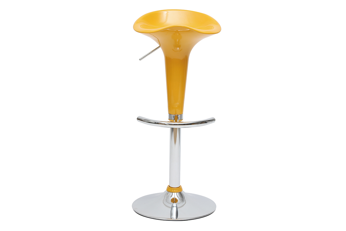 Tabouret de bar / cuisine jaune design GALAXY (lot de 2)