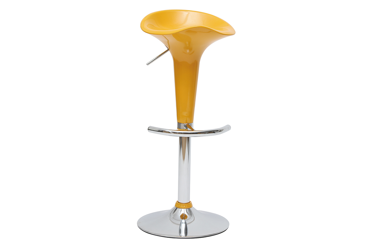 Tabouret de bar / cuisine jaune design GALAXY (lot de 2)