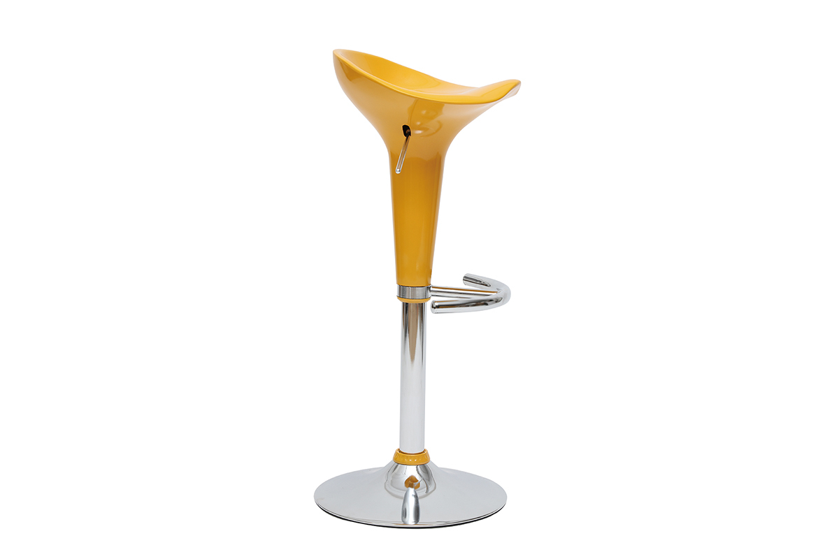 Tabouret de bar / cuisine jaune design GALAXY (lot de 2)