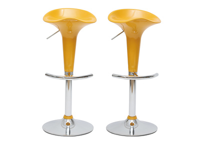 Tabouret de bar / cuisine jaune design GALAXY (lot de 2)