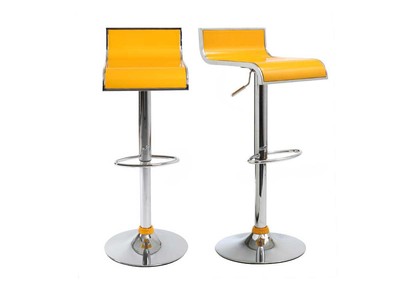 Tabouret de bar / cuisine jaunes design WAVES (lot de 2)
