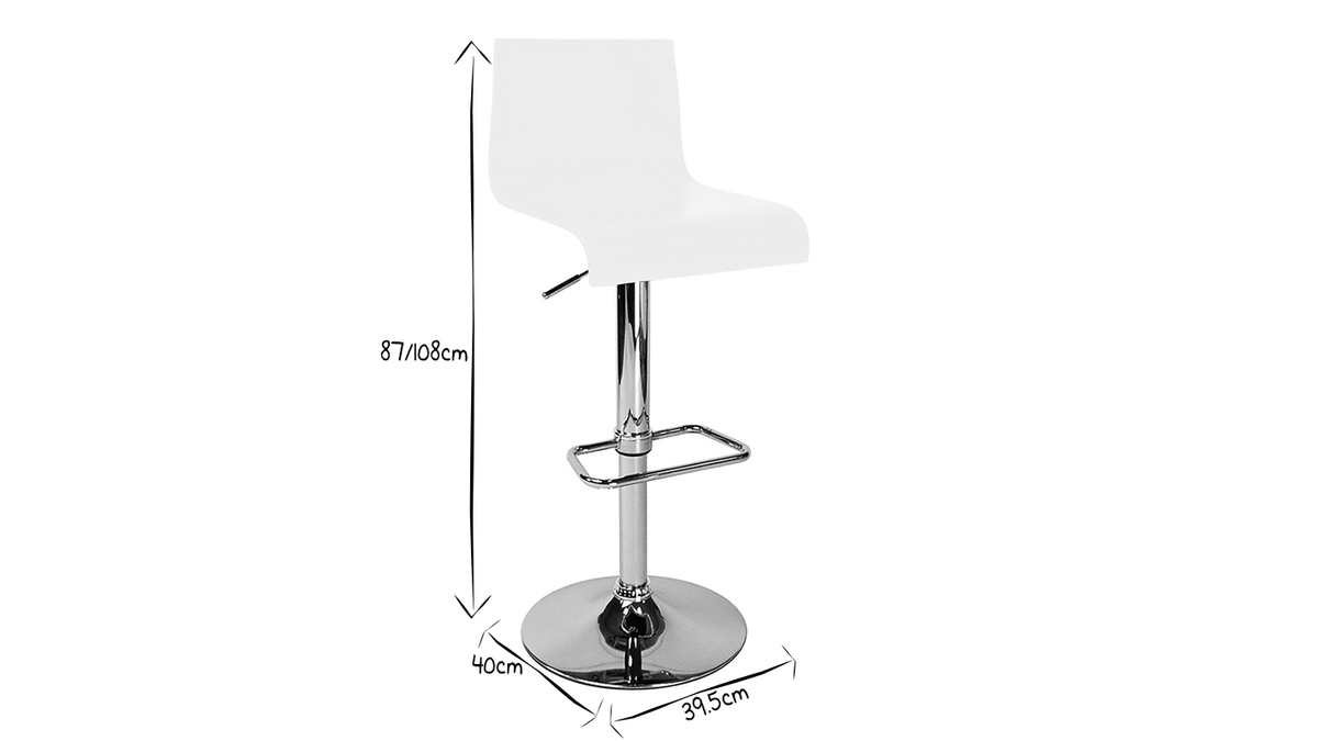 Tabouret de bar / cuisine noir moderne NEWSURF (lot de 2)