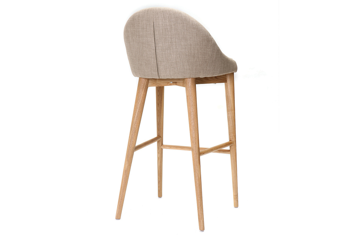 Tabouret de bar design 75 cm bois polyester beige DALIA