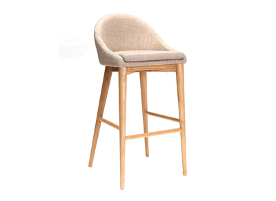 Tabouret de bar design 75 cm bois polyester beige DALIA