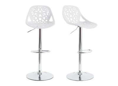 Tabouret de bar design baroque blanc lot de 2 BAROCCA