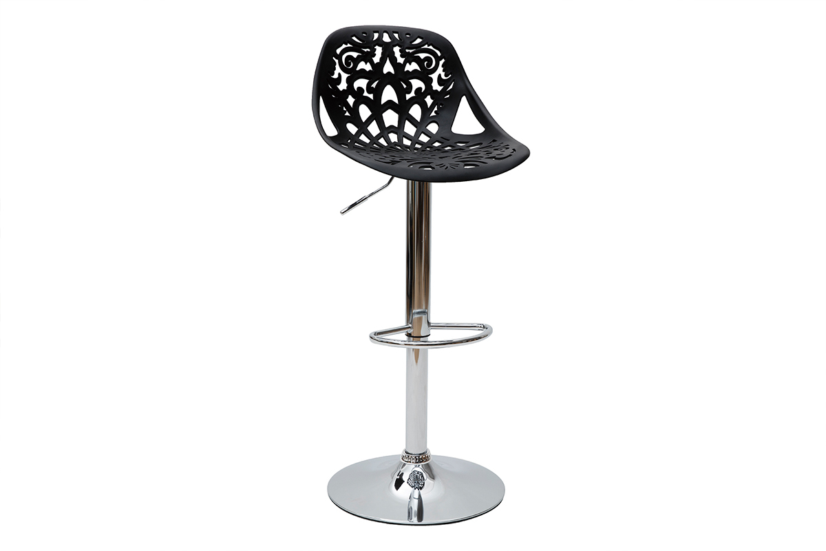 Tabouret de bar design baroque noir BAROCCA