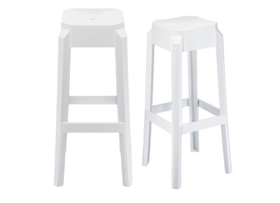 Tabouret de bar design blanc 75cm lot de 2 CLEAR