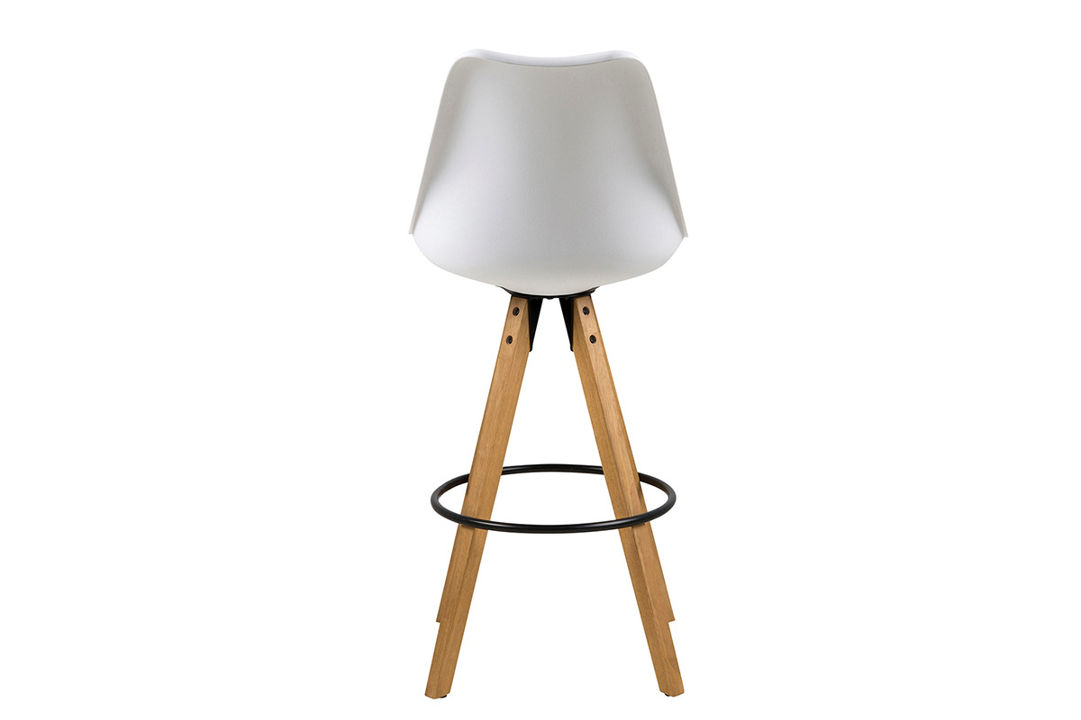 Tabouret de bar design blanc et bois (lot de 2) NADJA