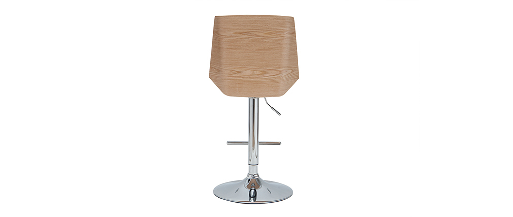 Tabouret de bar design blanc et bois clair MELKIOR