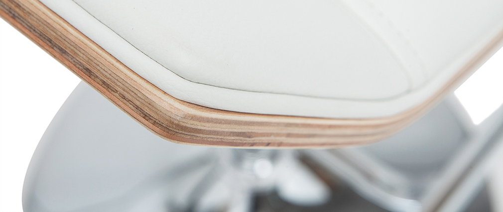 Tabouret de bar design blanc et bois clair MELKIOR