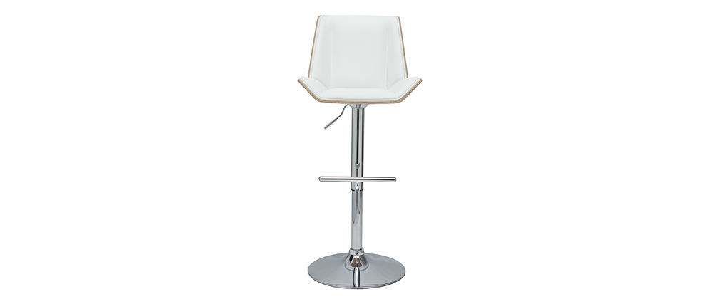 Tabouret de bar design blanc et bois clair MELKIOR