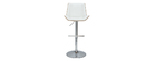Tabouret de bar design blanc et bois clair MELKIOR