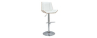 Tabouret de bar design blanc et bois clair MELKIOR