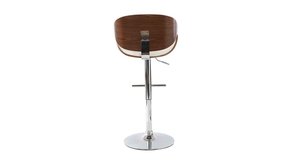 Tabouret de bar design blanc et bois fonc WALNUT