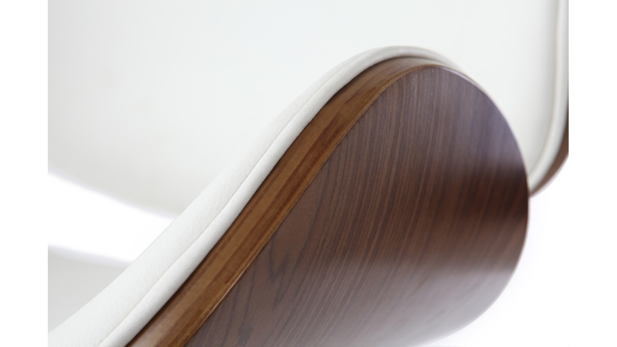 Tabouret de bar design blanc et bois fonc WALNUT